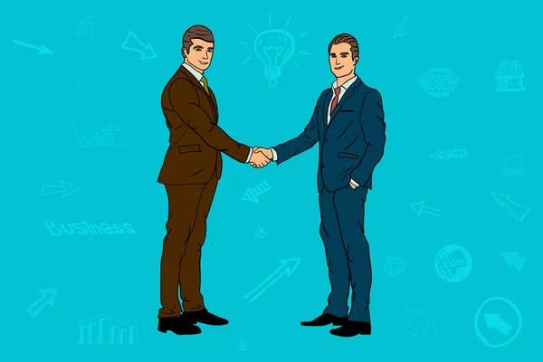Två affärsmän. handslag. kontrakt, avtal — Stock vektor