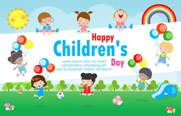 Happy children's day background, vector illustration