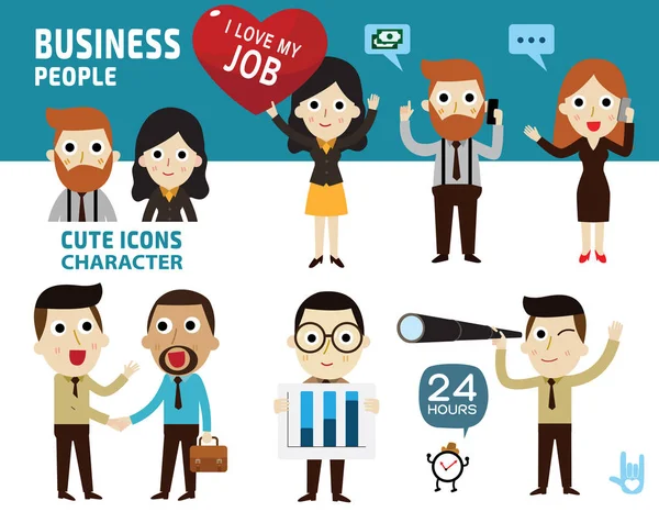 Set difference of business people. flat cartoon design. illustration isolated on white background. — 스톡 벡터