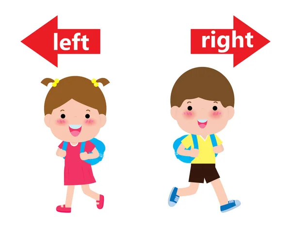 Gegenüber Links Und Rechts Mädchen Links Und Junge Rechts Auf — Stockvektor