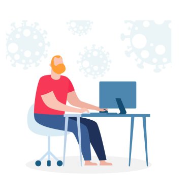 Coronavirus (2019-nCoV) COVID-19, sosyal medya kampanyası ve koronavirüs önleme, insan ve yaşam tarzı etkinliği ve beyaz arka plan vektörü üzerinde evde birlikte kalmak 