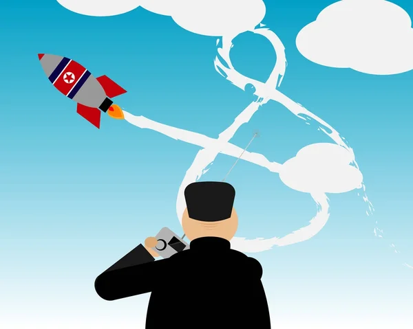 Presidente de Corea del Norte con un cohete — Vector de stock