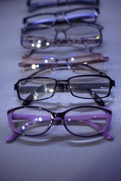 stock image many glasses lying on the table top