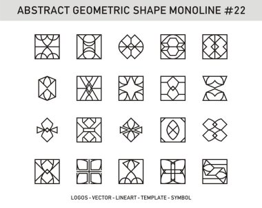 Geometrik Monoline - süsleme öğesi sembol simge vektör