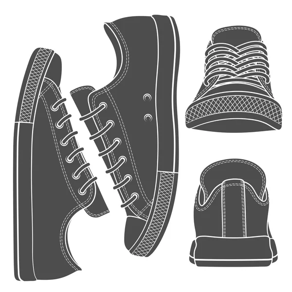 Ensemble vectoriel avec baskets, chaussures en gomme . — Image vectorielle