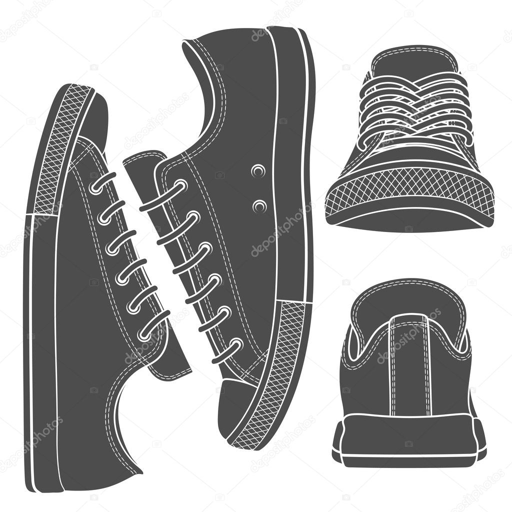 Vector set with sneakers, gumshoes.