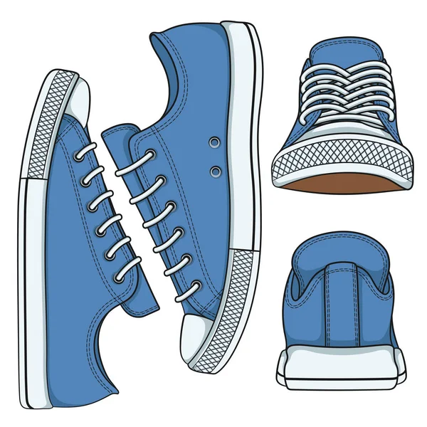 Set de ilustraciones vectoriales con zapatillas de color. Objetos aislados . — Vector de stock