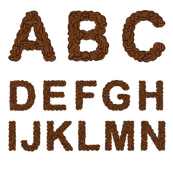 Alphabet des Kaffees von a bis n. isolierte Objekte auf weiß — Stockvektor
