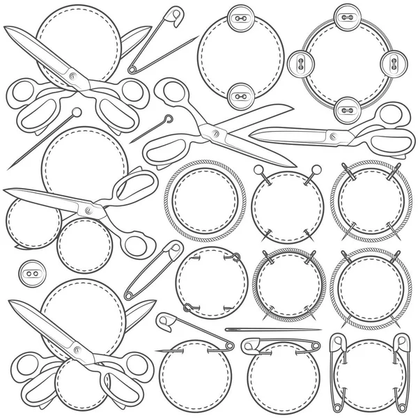 Набор векторных знаков с швейными принадлежностями . — стоковый вектор