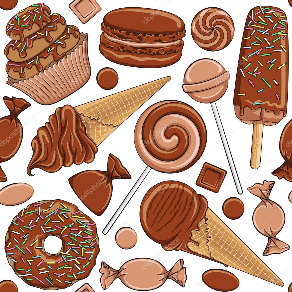 Seamless vector pattern with chocolate sweets