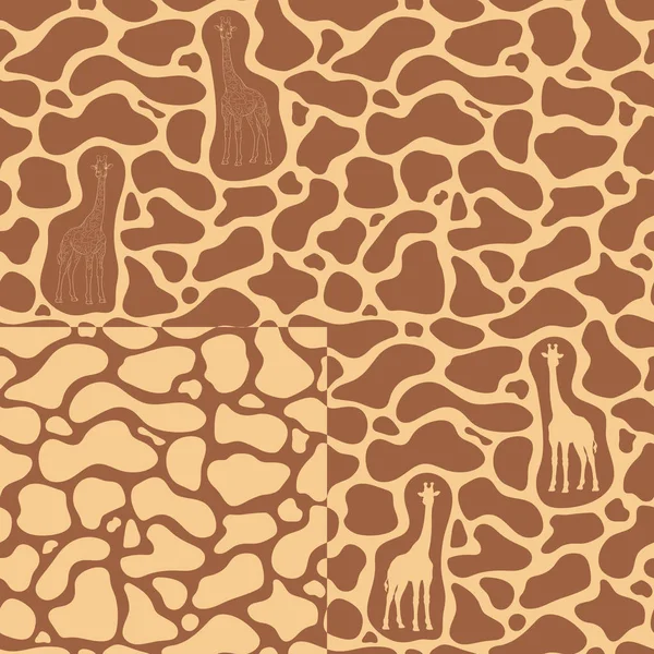 Conjunto de padrões sem costura com uma girafa e textura das manchas na pele . — Vetor de Stock