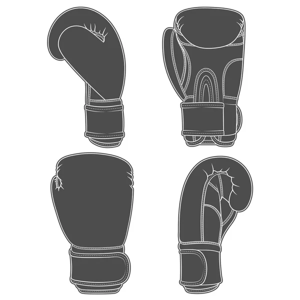 Zestaw ilustracji z rękawice bokserskie. Obiekty wektorowe na białym tle. — Wektor stockowy