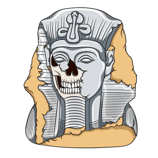 Ancienne Statue Pharaon Crâne Illustration Vectorielle Couleur Sur Fond Blanc Graphismes Vectoriels