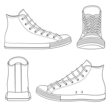 Vektör spor ayakkabı ile lastikbotlar ayarla. Beyaz izole nesneleri.