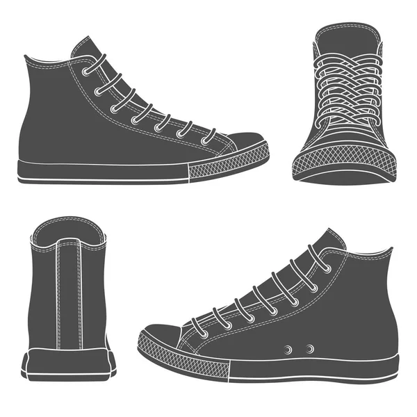 Vector Set Met Sneakers Gumshoes Geïsoleerde Objecten Witte Achtergrond — Stockvector