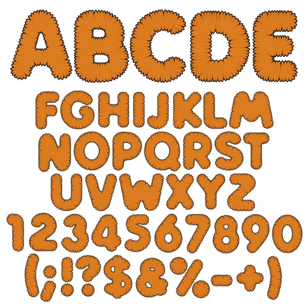 Alfabeto Color Lanudo Letras Números Signos Objetos Vectoriales Aislados Sobre — Archivo Imágenes Vectoriales
