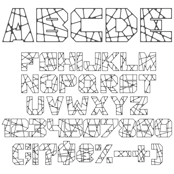Чорно Білий Алфавіт Цифри Знаки Ізольовані Векторні Єкти Білому Тлі — стоковий вектор