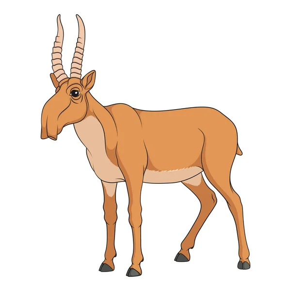Color Illustration Image Saiga Antelope Isolated Vector Objects White Background — Stock Vector