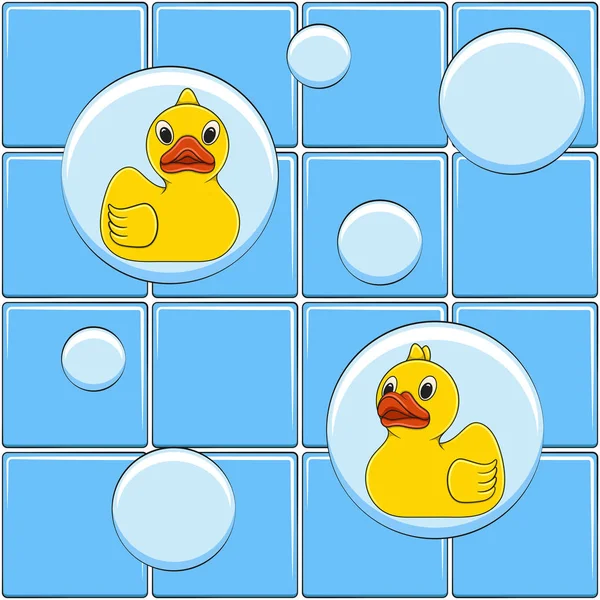 Fondo Vectorial Color Con Patos Amarillos Burbujas Patrón Sin Costura — Vector de stock