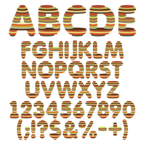 Farbliches Alphabet Buchstaben Zahlen Und Zeichen Aus Runden Schichten Set — Stockvektor