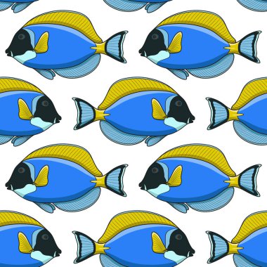 Balık cerrahında kusursuz desen. Beyaz üzerinde vektör tropikal arkaplan.