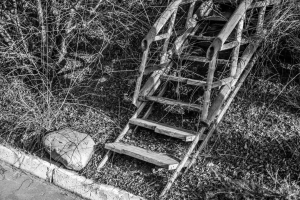Escadas antigas feitas de bambu — Fotografia de Stock