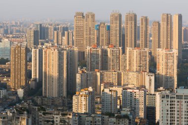 Chengdu yerleşim bölgesi havadan görünümü