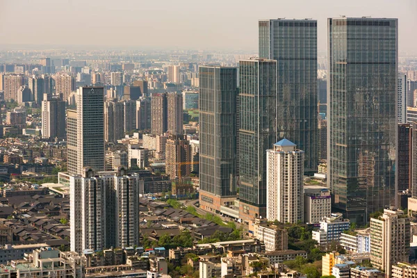 청두 시내 고층 빌딩 공중 보기-Ifs 건물 — 스톡 사진