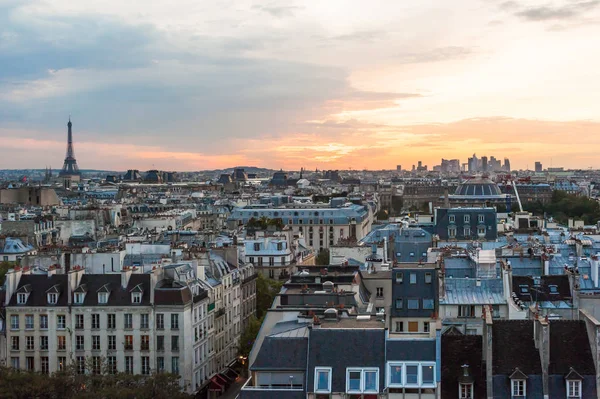 Paris skyline aerial view at sunset — Stock Photo, Image