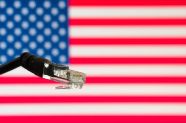 Backgro Amerika Birleşik Devletleri bayrağı Ethernet kablosuyla