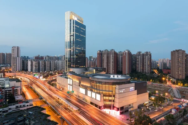 WanXiangCheng mall aerial view at dusk — Stock Photo, Image