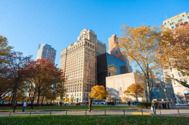 Güney Manhattan binalar görünümünden Battery Park Güz