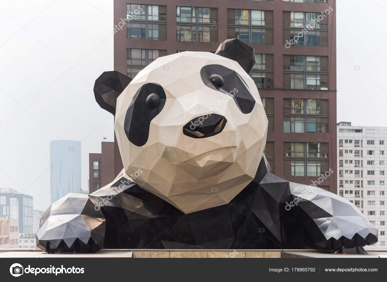 Chengdu panda sculpture in IFS building Stock Editorial Photo