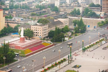 Mao heykel Tianfu Meydanı havadan görünümü