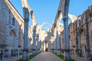 Lisbon roofless carmo convent church ruins clipart