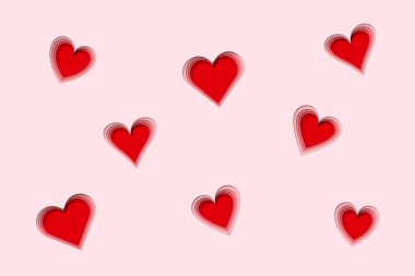 Pink and red various heart paper cut shapes