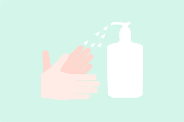 Hand sanitizer and hands vector illustration flat design vector illustration — Stock Vector
