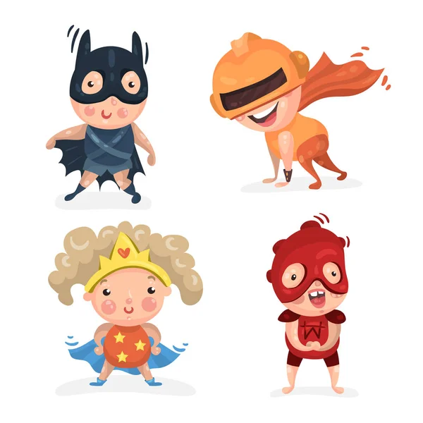 Симпатичные дети-супергерои Стоковая Иллюстрация