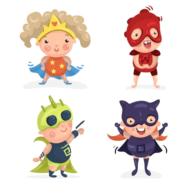 Симпатичные дети-супергерои Лицензионные Стоковые Векторы