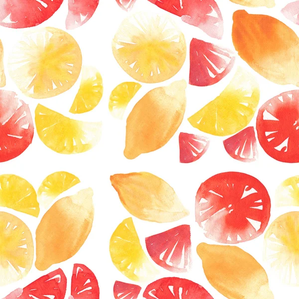 Bright citrus fruits sliced and whole pattern — Stock Photo, Image