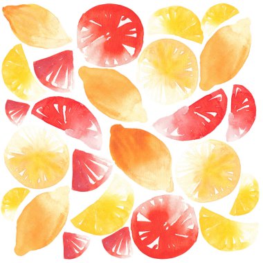 Dilimlenmiş ve bütün limon ve greyfurt desen narenciye meyve