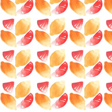 Sulu narenciye dilimlenmiş ve tüm desen suluboya