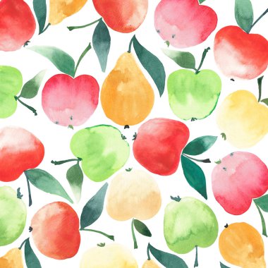 Sulu elma ve armut seamless modeli 