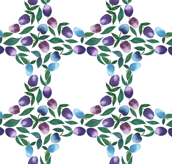 circle of plums pattern watercolor