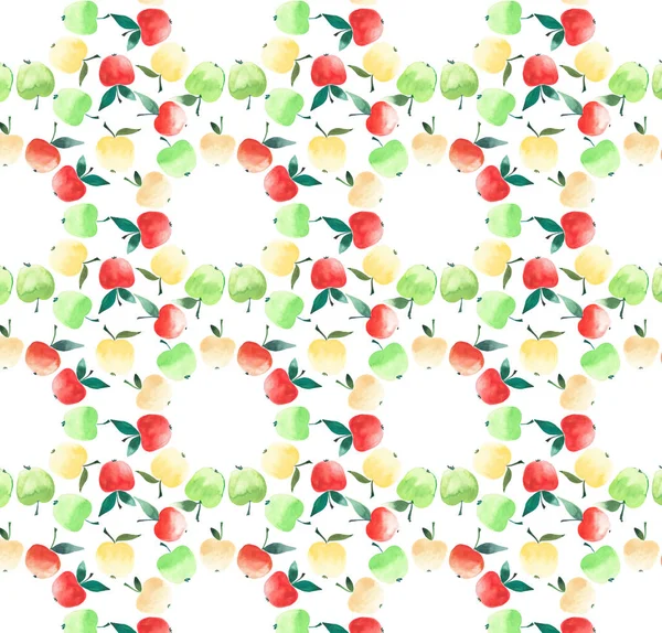 Äpfel Kreis Muster nahtlose Aquarell — Stockfoto