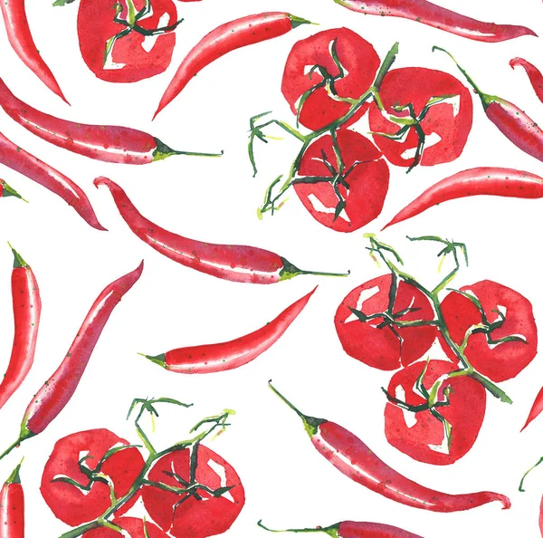 Világos ág paradicsom chili paprika mintával — Stock Fotó