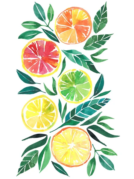 Cítricos tropicales brillantes naranja limón pomelo patrón — Foto de Stock
