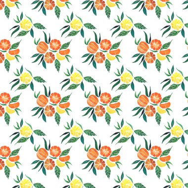 Güzel turuncu ve sarı renkli narenciye desen 
