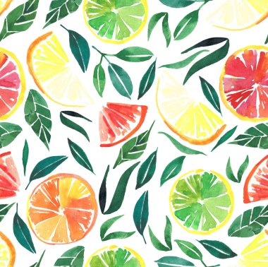 Parlak lezzetli narenciye desen suluboya 