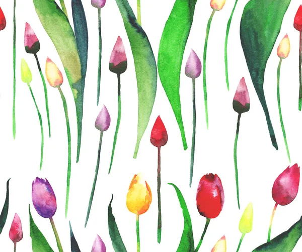 Beautiful spring tulip pattern watercolor